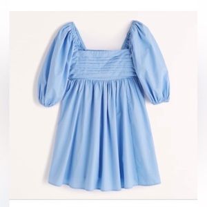 Abercrombie Blue Poplin Puff Sleeve Mini Dress